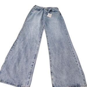 Ceros Women's Light Blue Assymetrical Waist Hi-Rise Wide-Leg Jeans - 32